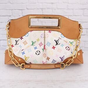 Louis Vuitton Judy MM White Multicolor Shoulder White Handbag Purse A3214